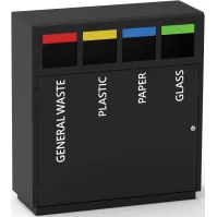 Meuble acier galvanisé 4 flux tri sélectif sécurisé