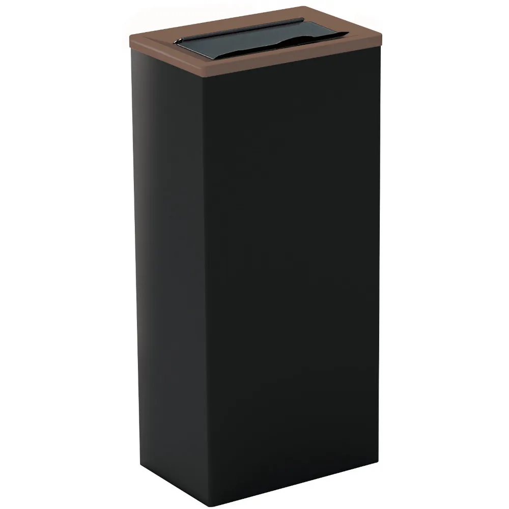 Corbeille marron 60L rectangulaire avec trappe tri-sélectif