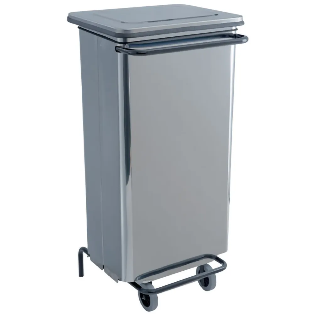 Conteneur mobile inox brossé 70L à pédale élégant pratique