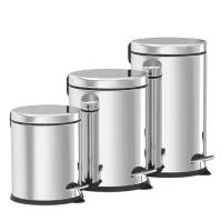 Poubelles rondes inox 5L lot 8 pièces élégantes.