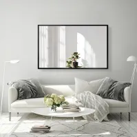 Miroir rectangulaire moderne cadre noir bois minimaliste