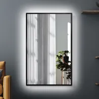 Miroir rectangulaire rétroéclairé cadre noir élégant sur mesure