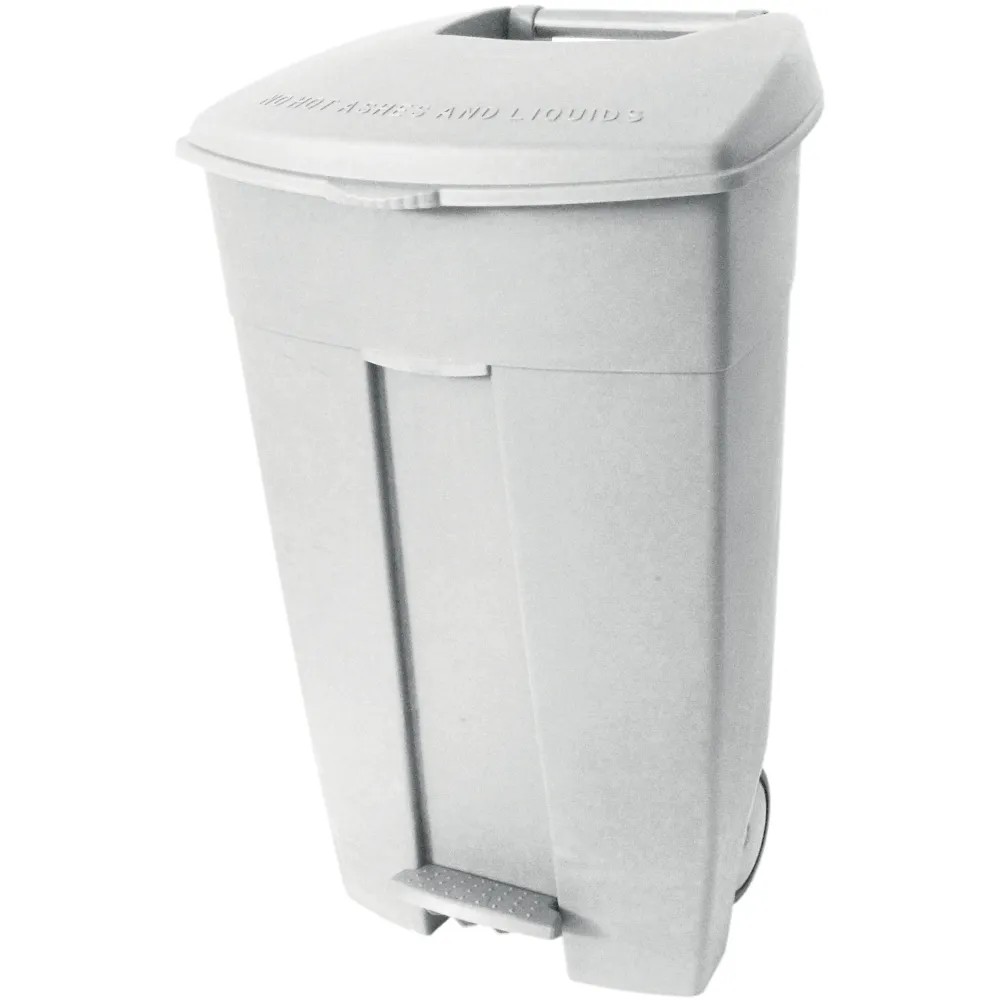 Conteneur plastique mobile à pédale 120L blanc robuste