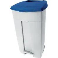 Conteneur plastique mobile pédale 120L bleu pratique robuste