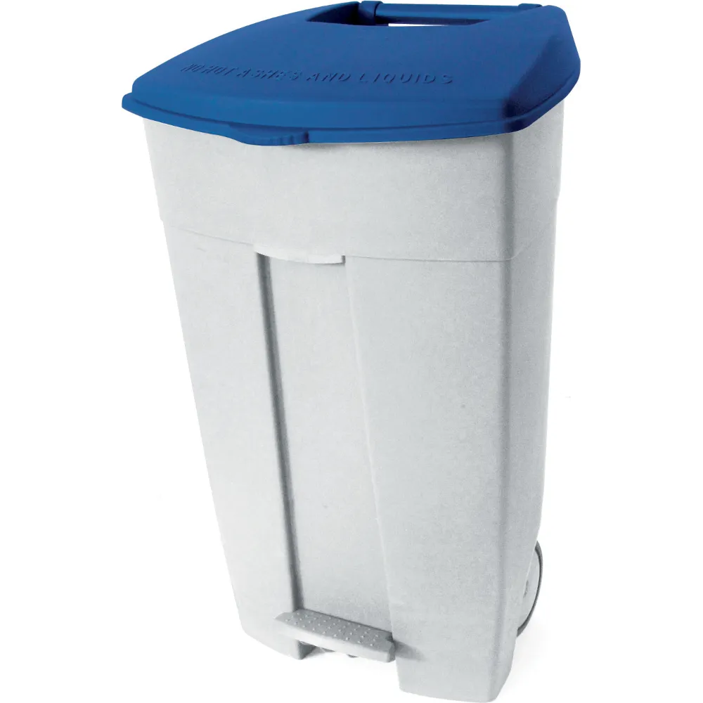 Conteneur plastique mobile pédale 120L bleu pratique robuste