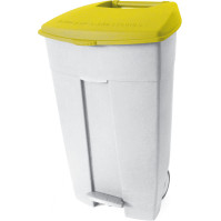 Conteneur plastique mobile à pédale 120L jaune pratique