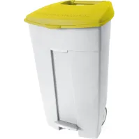 Conteneur plastique mobile à pédale 120L jaune pratique