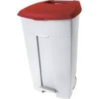 Conteneur plastique rouge à pédale 120L mobile