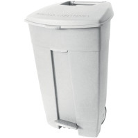 Conteneur plastique mobile à pédale blanc 120L lot de 3