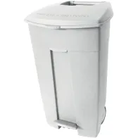 Conteneur plastique mobile à pédale blanc 120L lot de 3