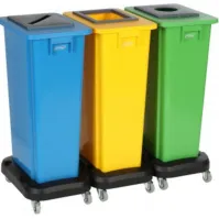 Bac recyclage jaune 80L pour collecte déchets recyclables