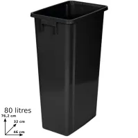 Bac recyclage 80L noir configurable pour déchets recyclables