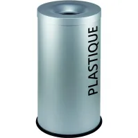 Corbeille anti-feu 90L grise en acier époxy