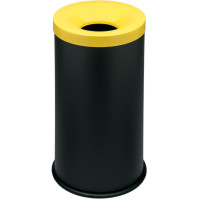 Corbeille tri-sélective 50L noire jaune anti-feu élégante