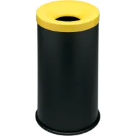 Corbeille tri-sélective 50L noire jaune anti-feu élégante