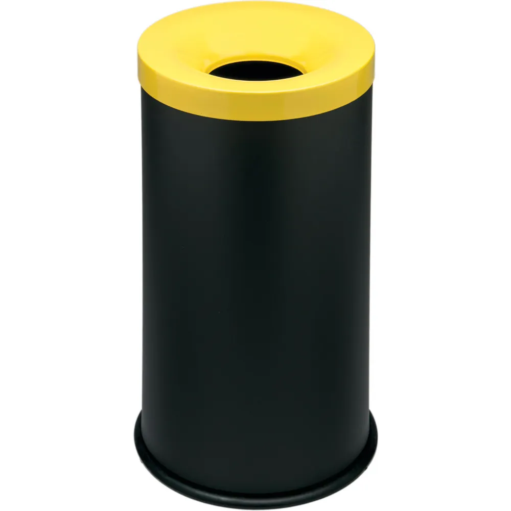 Corbeille tri-sélective 50L noire jaune anti-feu élégante