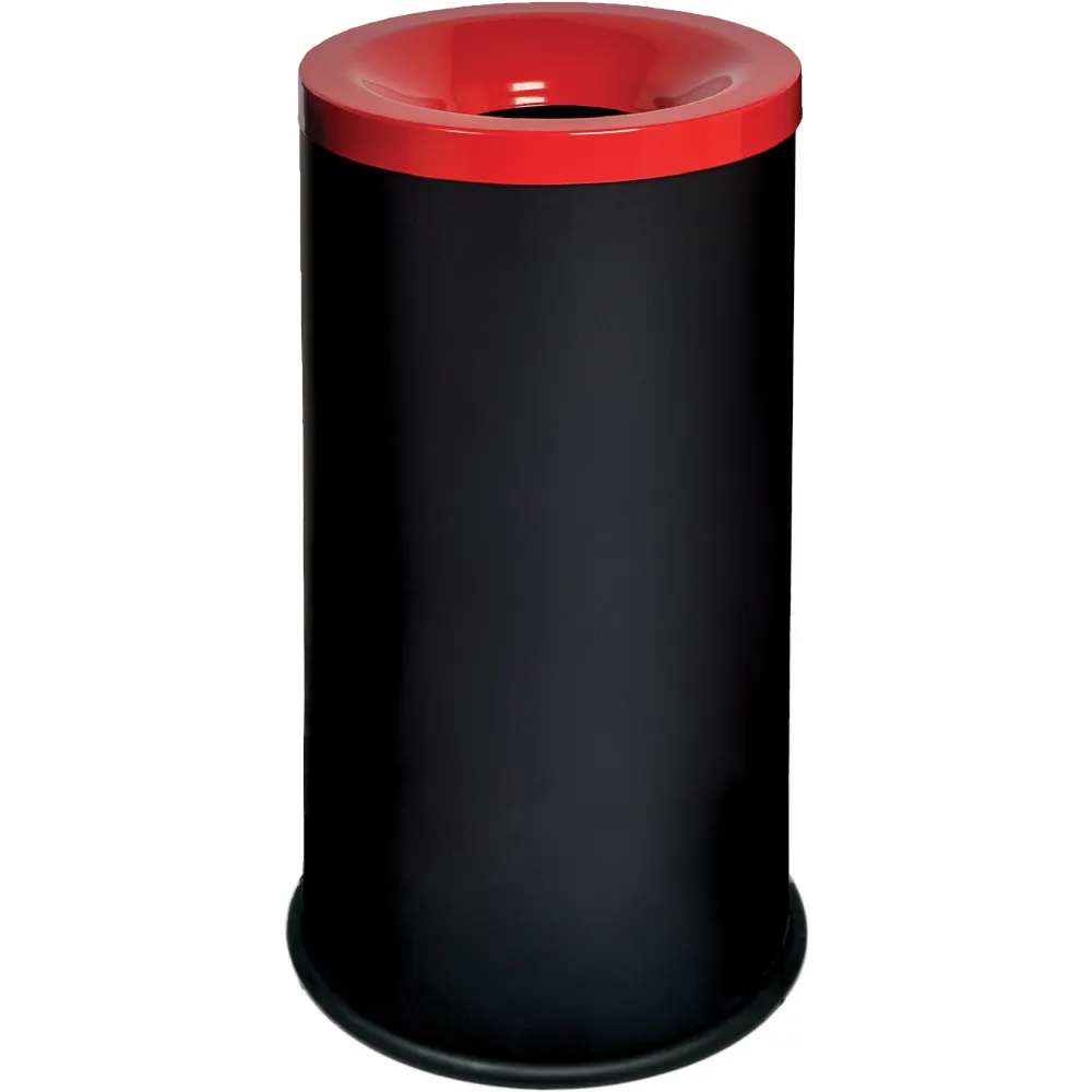 Corbeille anti-feu noire-rouge tri-sélective 50 litres