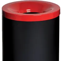 Corbeille anti-feu 50L noire et rouge tri-sélective