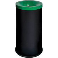 Corbeille anti-feu noir-vert 50L pour tri sélectif