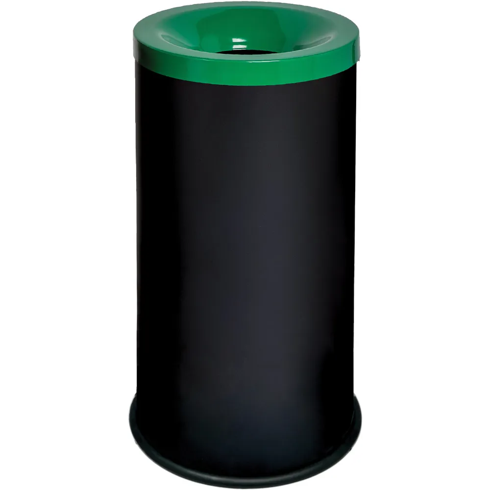 Corbeille anti-feu noir-vert 50L pour tri sélectif