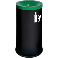 Corbeille tri-sélective 50L noir-vert anti-feu moderne