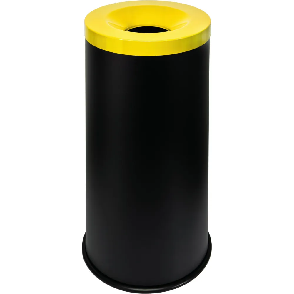 Corbeille anti-feu tri-sélective 90L noir jaune