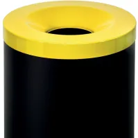 Corbeille tri-sélective 90L noire jaune anti-feu
