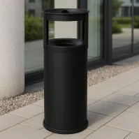 Corbeille cendrier sable noir anti-feu 25L élégante