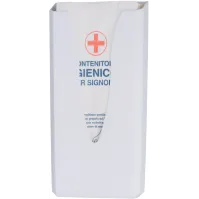 Distributeur de sachets périodiques en papier sur mur blanc