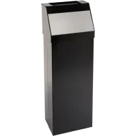 Poubelle à trappe avec cendrier « push » noir 50 litres