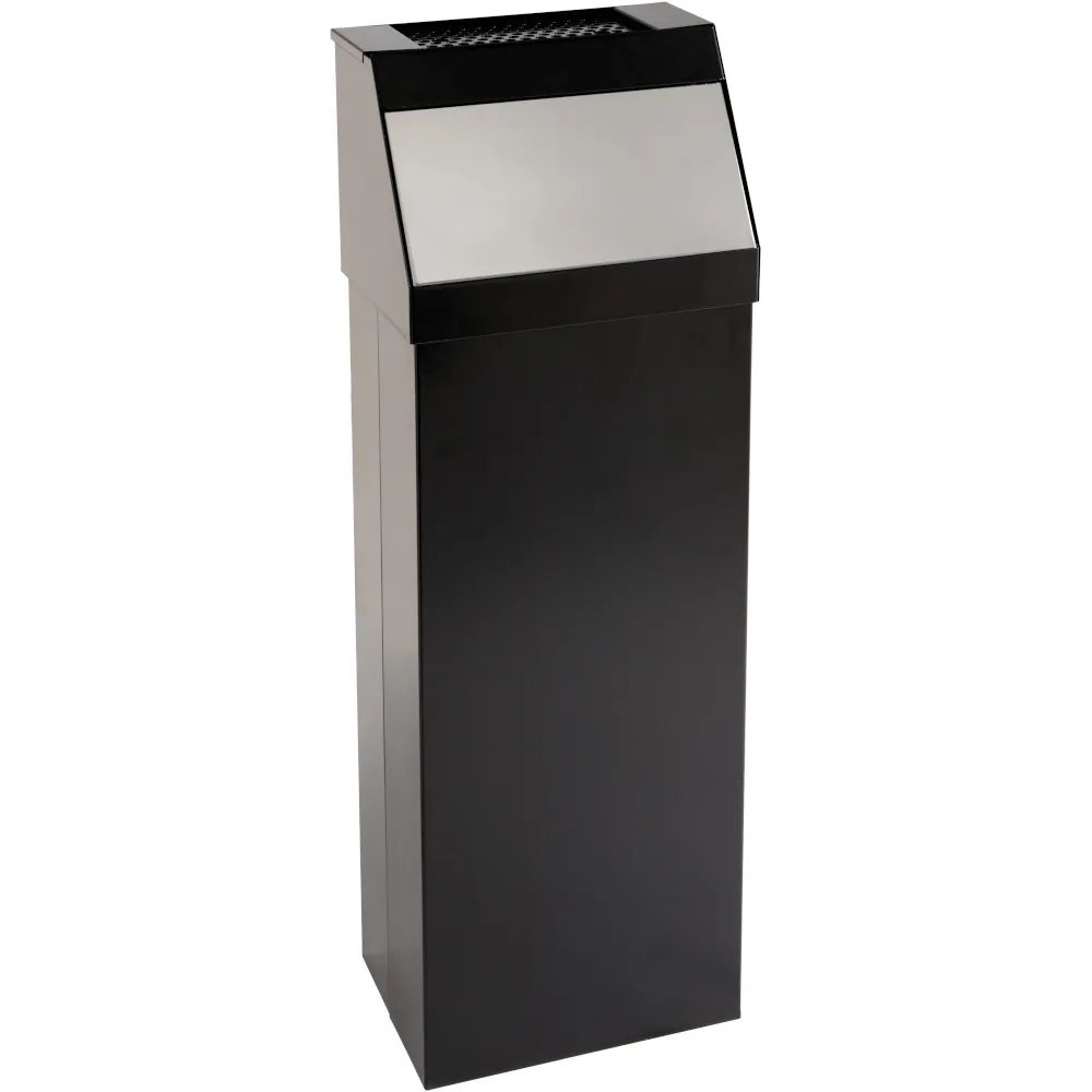 Poubelle à trappe avec cendrier « push » noir 50 litres