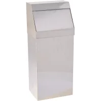 Poubelle industrielle « push » inox brillant 50 litres: design élégant et pratique pour une utilisation professionnelle.