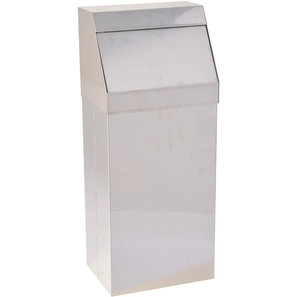 Poubelle industrielle « push » inox brillant 50 litres: design élégant et pratique pour une utilisation professionnelle.