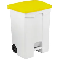 Conteneur mobile 70L pédale couvercle jaune lot de trois