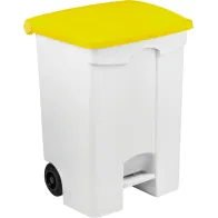 Conteneur mobile 70L pédale couvercle jaune lot de trois