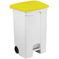 Conteneur mobile à pédale 90L couvercle jaune pratique efficace