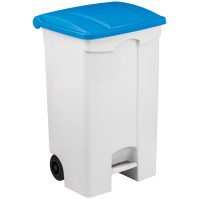 Conteneurs mobiles à pédale 90L couvercle bleu lot de 3