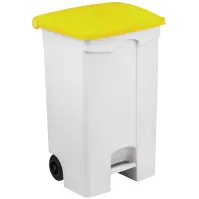 Conteneur mobile à pédale 90L couvercle jaune lot de 3