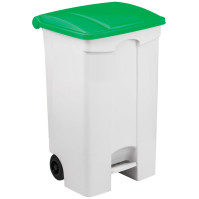 Conteneur mobile pédale 90L couvercle vert lot de 3