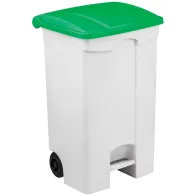 Conteneur mobile pédale 90L couvercle vert lot de 3