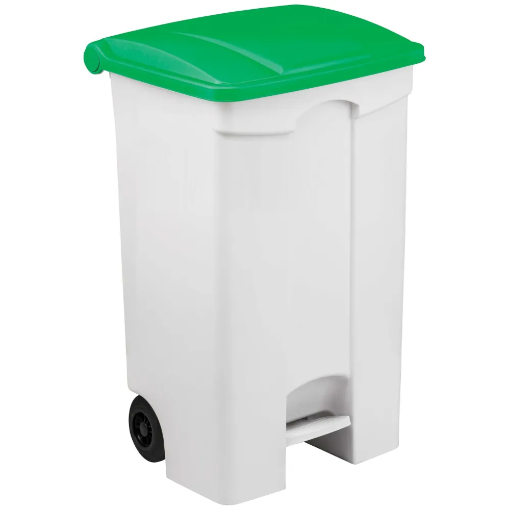 Conteneur mobile pédale 90L couvercle vert lot de 3