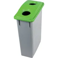 Bac 90L avec couvercle vert pour recyclage bouteille.