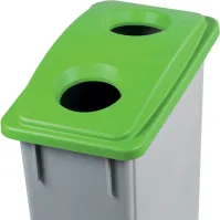 Bac plastique 90L gris couvercle vert pour gobelets