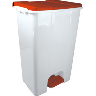 Conteneur mobile pédale 80L bicolore blanc rouge fonctionnel