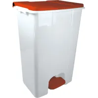 Conteneur mobile pédale 80L bicolore blanc rouge fonctionnel