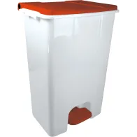 Conteneur mobile pédale 80L bicolore blanc rouge fonctionnel