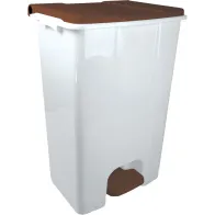 Conteneur mobile 80L blanc-marron avec pédale pratique