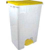 Conteneur mobile pédale 80L blanc-jaune x3