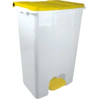 Conteneur mobile pédale 80L blanc-jaune x3