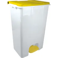 Conteneur mobile pédale 80L blanc-jaune x3